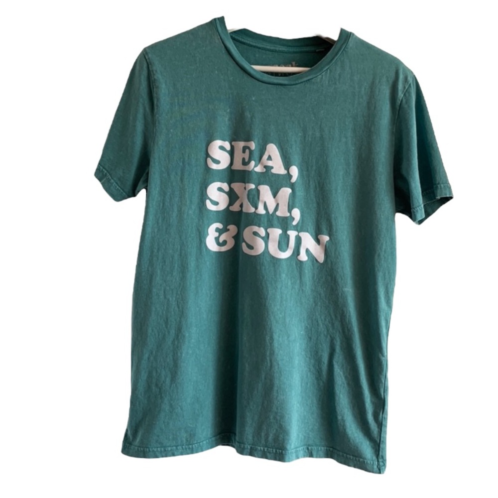 Anouk Ninon “SEA, SXM & SUN” Graphic T-shirt Heather Blue Small Pullover Cruise